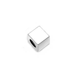Sterling Silver Beads - 5.5mm Alphabet Cube Bead (3.5mm hole) Blank x1