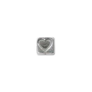 Sterling Silver Beads - 5.5mm Alphabet Cube Bead (3.5mm hole) Heart x1