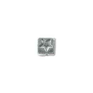 Sterling Silver Beads - 5.5mm Alphabet Cube Bead (3.5mm hole) Star x1