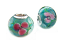 Sterling Silver Core Bead 15x11mm - 5mm Hole Encased Floral Glass Lampwork Rondelle x1 