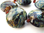 Raku on Topaz Lentils - Ian Williams Artisan Glass Lampwork Beads 