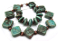 Copper Green Diamonds and Disks - Ian Williams Artisan Glass Lampwork Beads 