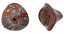 Czech Glass Three Petal Flower Beads 10x11mm Opaque Red Picasso x5 