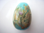 Blue Opal Raku Egg Drop - Artisan Glass Lampwork Bead - a
