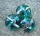 Silvered Ivory Swirl Teal 18mm Lentil Handmade Artisan Glass Lampwork Beads - By the Bead, (Made to Order) 