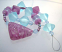 Pink Filigrana Triangle - Ian Williams Artisan Glass Lampwork Beads with Focal Pendant (11 beads) 