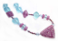 Pink Filigrana Triangle - Ian Williams Artisan Glass Lampwork Beads with Focal Pendant (11 beads) 