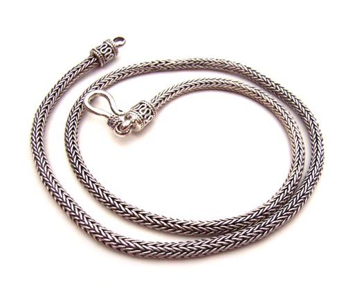 Details about   1 Piece Silver Snake Chain Bali Silver Necklace Solid Chain Handmade 50 cm Long