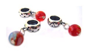 Sterling Silver Bead 7.8x3.5mm - 5mm Hole Rondelle with Milli Charm Dangle x1