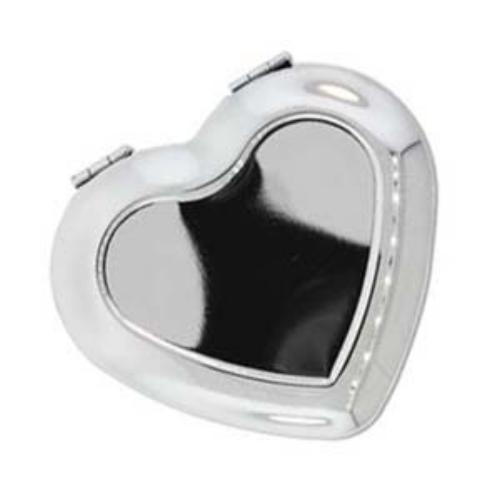 Pocket Mirror Compact Silver Plated - Blank Heart Setting for Engraving Cameo, Cabochon, Resin, Collage or Clay