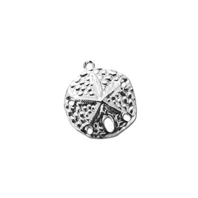 Sterling Silver Charms - 13.5x11.2mm Sand Dollar Stamping x1