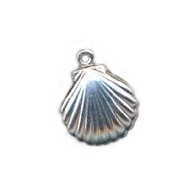Sterling Silver Charms - 13.7x11mm Seashell Stamping Charm x1