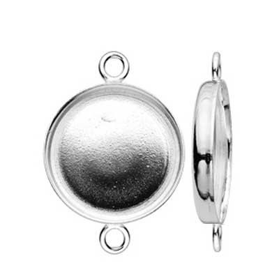 Sterling Silver 12mm Round Bezel Setting Link Connector x1