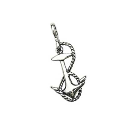 Sterling Silver Charms - 12.2x25.8mm Anchor & Rope Charm x1
