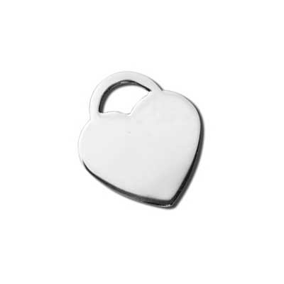 Sterling Silver Heart Lock Tag 17x19mm 24g Stamping Blank Charm x1