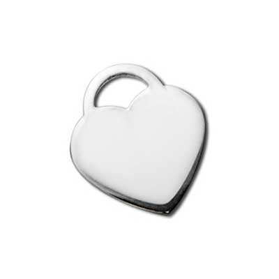 Sterling Silver Heart Lock Tag 19x17mm 16g Stamping Blank Charm x1