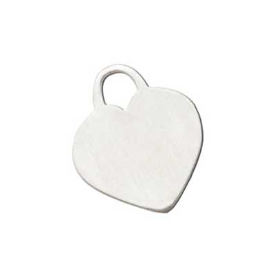 Sterling Silver Satin Heart Tag 18.7x15.6mm 19g Stamping Blank Charm x1