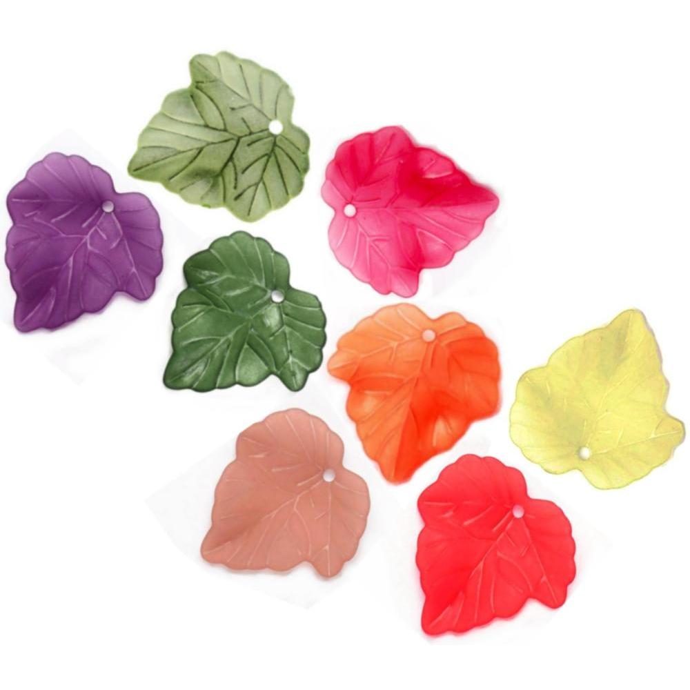 Lucite Leaves 24x22.5x3mm Maple / Vine Leaf Frosted Bead 15.5g Choose Colours