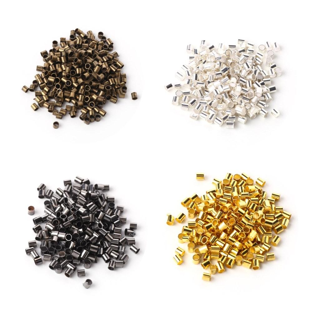 Crimp Tube Beads 2x2mm 1000pc 4 Colour Silver, Gold, Gunmetal, Vintage Brass, can be used with Magical Pliers