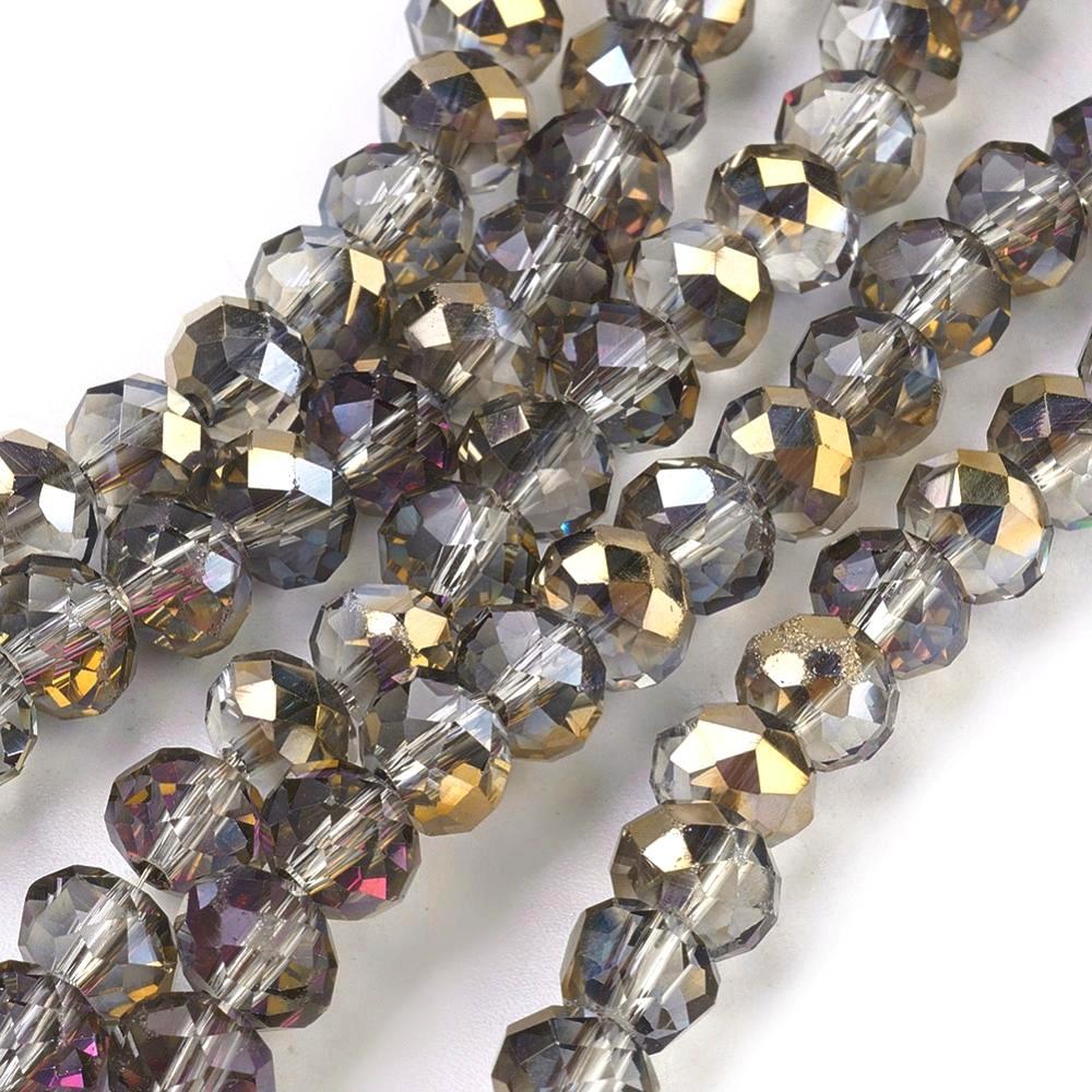 Imperial Glass Crystal Faceted Rondelle Spacer Beads 6x4.5mm Bronzed Silver x90pc approx