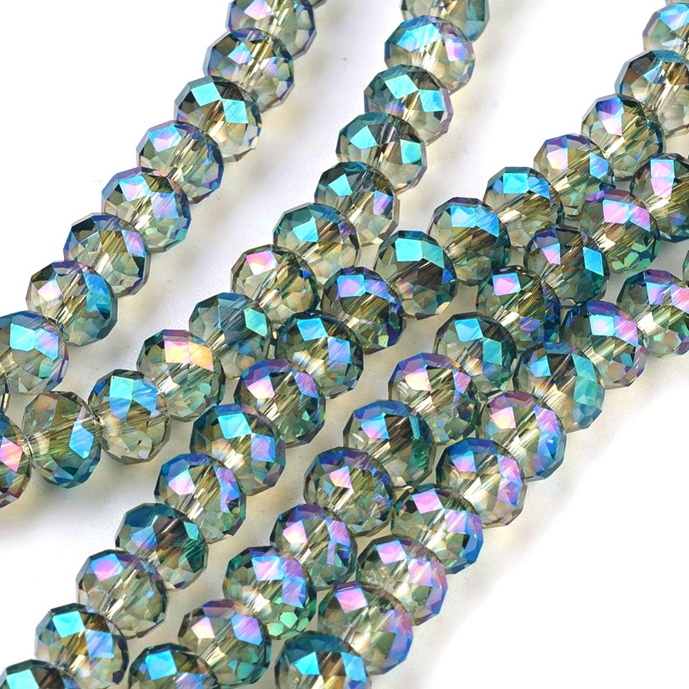 Imperial Glass Crystal Faceted Rondelle Spacer Beads 6x4.5mm Turquoise AB x90pc approx