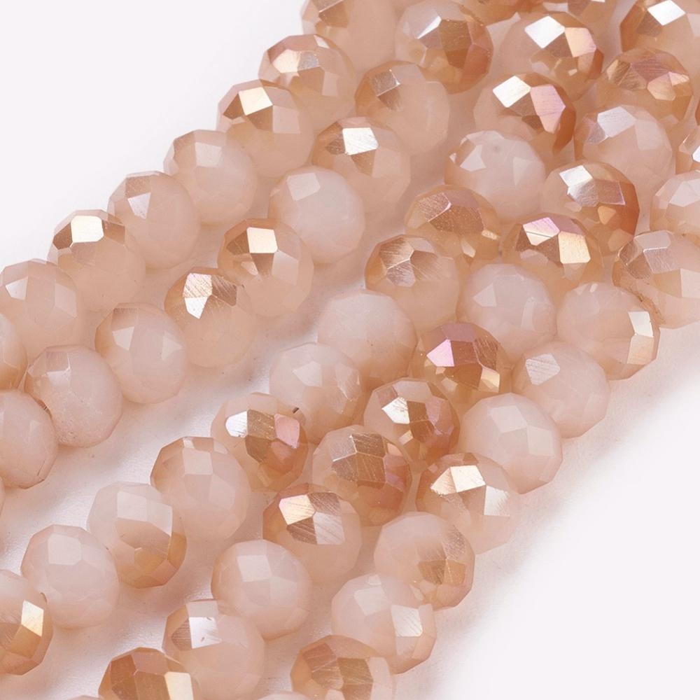 Imperial Glass Faceted Rondelle Spacer Beads 6x4.5mm Medium Copper Shimmer Jade AB x90pc approx CHECK