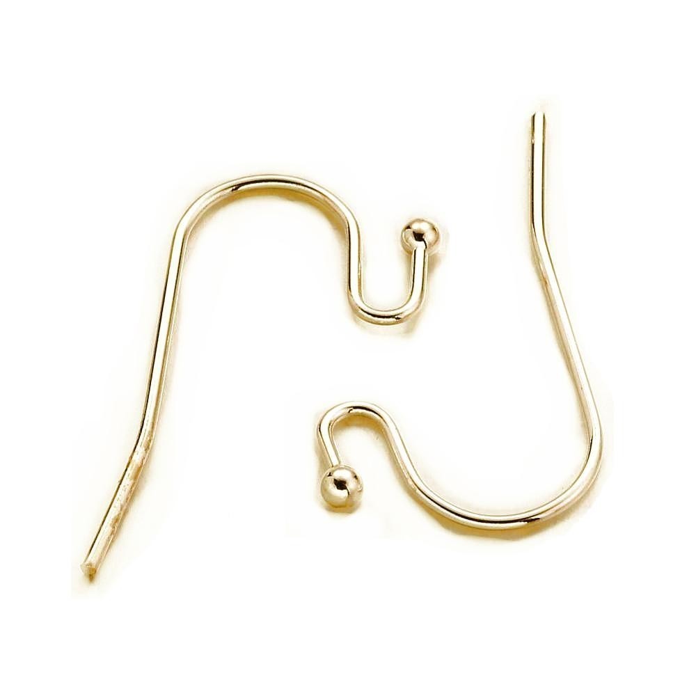Gold Colour Ball End Earring Hooks Brass Ear Wire Findings, 25 pairs (x50pc)