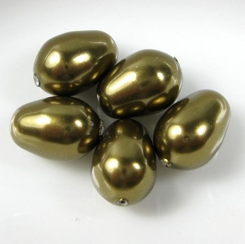 Swarovski Crystal Pearl Beads 11x8mm Pear Drop Antique Brass Pearls x1