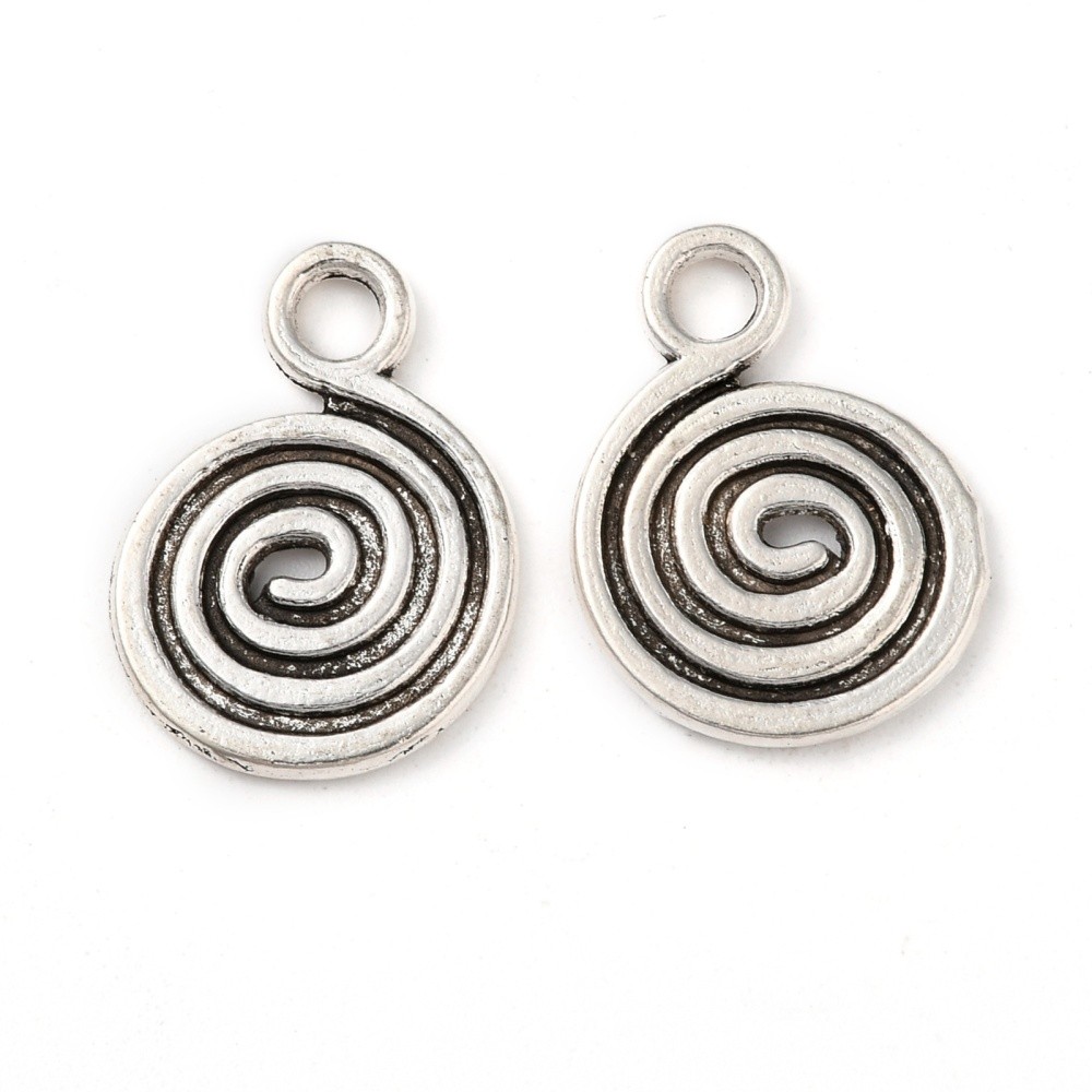 Antique Silver Spiral Swirl Charm Dangle 13.5mm x20pc - UK Supplier of ...