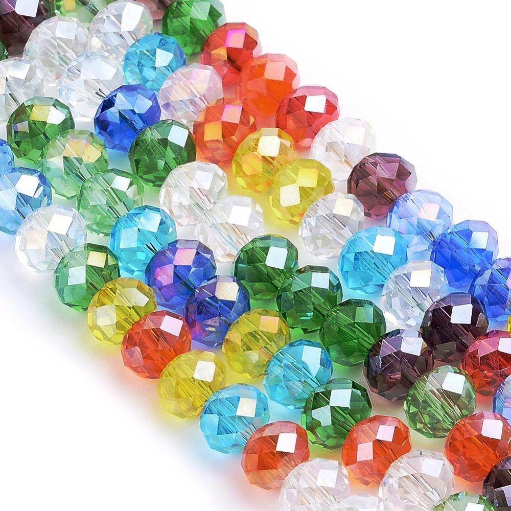 Imperial Crystal Faceted Rondelle Beads 8x6mm Assorted Transparent AB Jewels Mix (70pc approx)