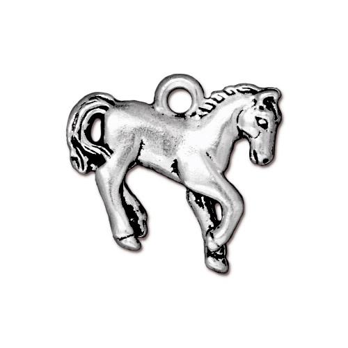 TierraCast Pewter Silver Plated Yearling Horse (22x10mm) x1