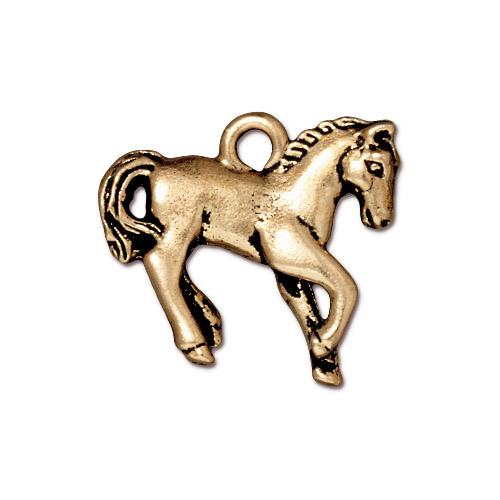 TierraCast Pewter Gold Plated Yearling Horse (22x10mm) x1