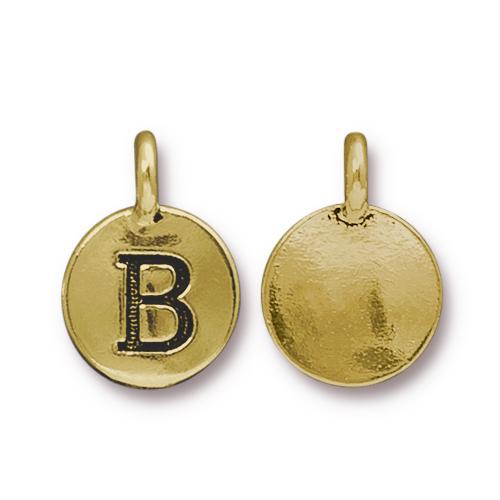 TierraCast Pewter Gold Plated Alphabet Charm, Letter B