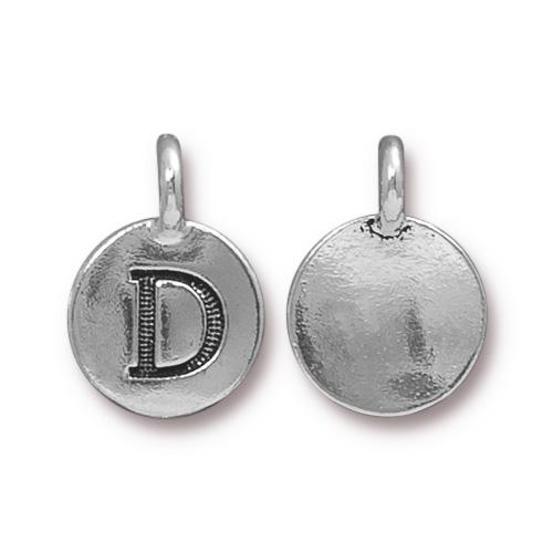 TierraCast Pewter Silver Plated Alphabet Charm, Letter D