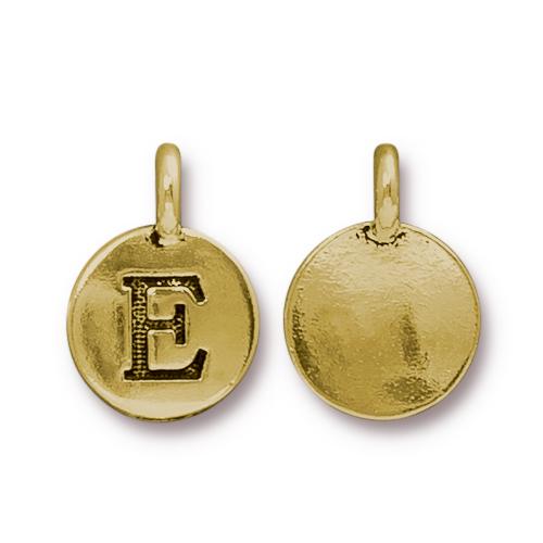 TierraCast Pewter Gold Plated Alphabet Charm, Letter E