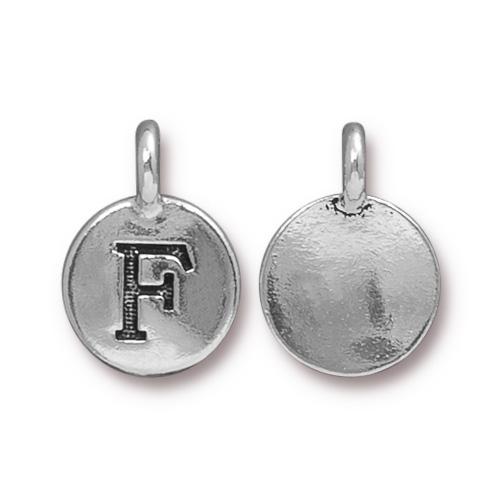 TierraCast Pewter Silver Plated Alphabet Charm, Letter F