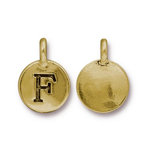 TierraCast Pewter Gold Plated Alphabet Charm, Letter F