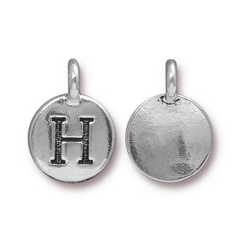 TierraCast Pewter Silver Plated Alphabet Charm, Letter H