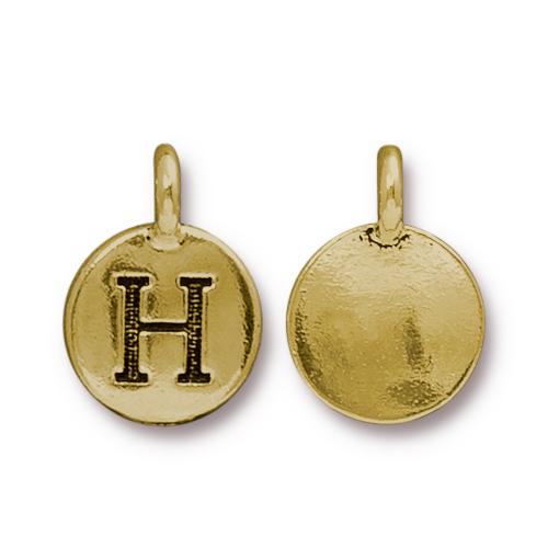 TierraCast Pewter Gold Plated Alphabet Charm, Letter H