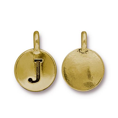 TierraCast Pewter Gold Plated Alphabet Charm, Letter J
