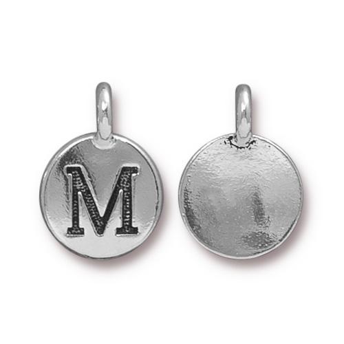 TierraCast Pewter Silver Plated Alphabet Charm, Letter M