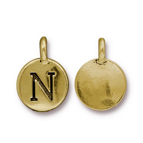 TierraCast Pewter Gold Plated Alphabet Charm, Letter N