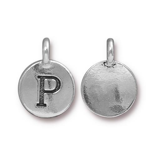 TierraCast Pewter Silver Plated Alphabet Charm, Letter P