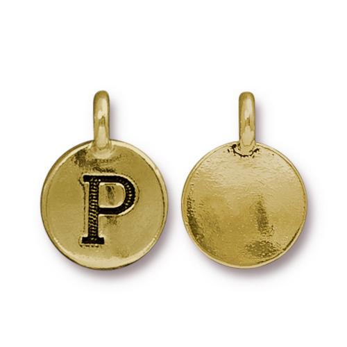 TierraCast Pewter Gold Plated Alphabet Charm, Letter P