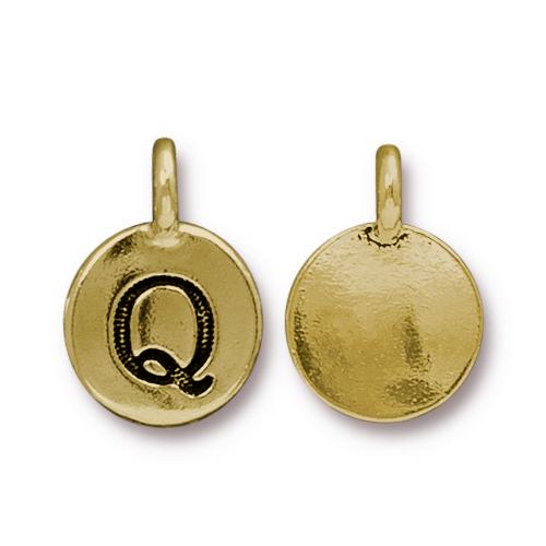 TierraCast Pewter Gold Plated Alphabet Charm, Letter Q