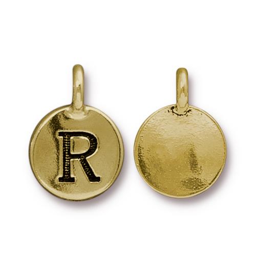 TierraCast Pewter Gold Plated Alphabet Charm, Letter R
