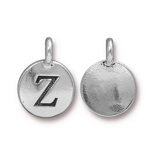 TierraCast Pewter Silver Plated Alphabet Charm, Letter Z
