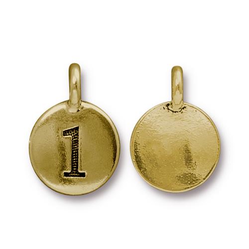 TierraCast Pewter Gold Plated Number Charm, 1