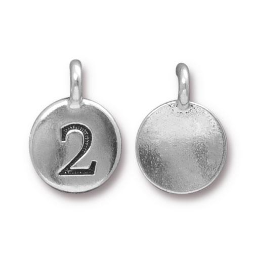 TierraCast Pewter Silver Plated Number Charm, 2