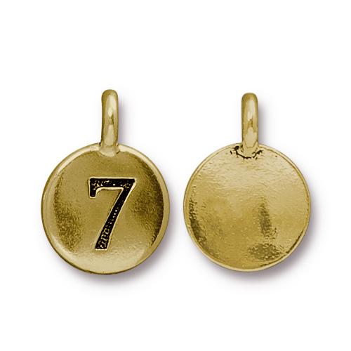 TierraCast Pewter Gold Plated Number Charm, 7